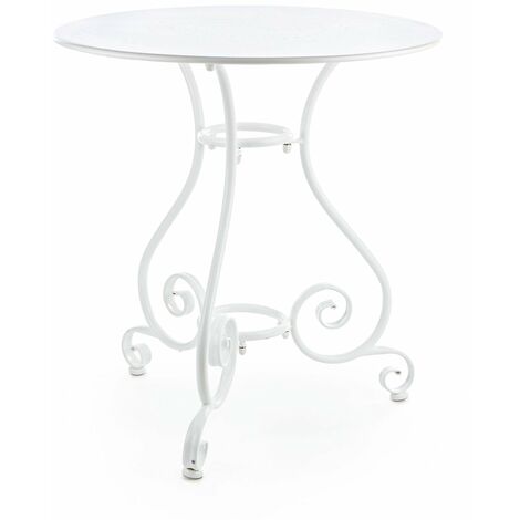 Farbiger runder Couchtisch "Etienne" aus pulverbeschichtetem Stahl für Garten und Bar in matter Ausführung -Tische Ø 70 cm / Weiss