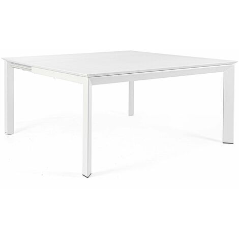 Ausziehbarer Tisch "Konnor" aus lackiertem Aluminium für Garten und Veranda 160 x 110/160 cm -Weiss (1/5)