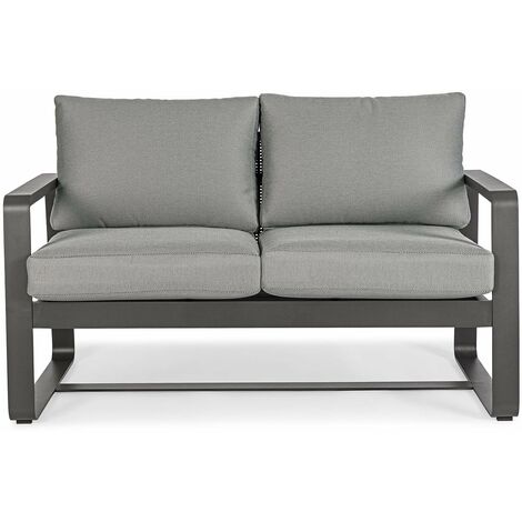 Sofa "Merrigan" aus pulverbeschichtetem Aluminium für Garten und Veranda -Anthrazit / 2 Sitzer (1/5)