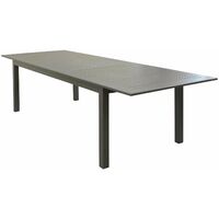 Ausziehtisch "Cube" aus Aluminium-Lamellen für den Außeneinsatz im Garten und auf der Veranda -Tisch 220-280 x 100 cm / Taupe