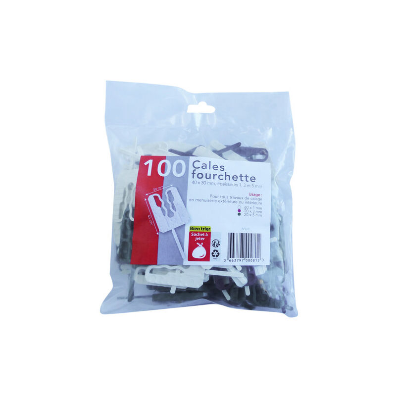 Cales Fourchettes Panachées PVC 40x30mm sachet de 100 ACBAT