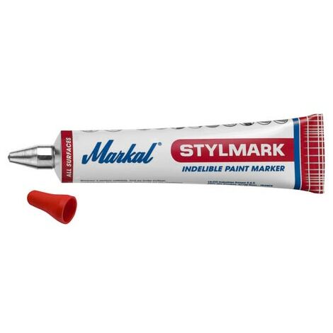 Markal – Marqueur peinture indélébile 50ml rouge – Pointe bille 3 mm – Résistant jusqu'à 200 °C – Pour surfaces humides et grasses - TUBE 50 ML