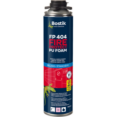 Bostik – Mousse polyuréthane expansive coupe feu 750ml – Résiste au feu jusqu'à 240 min – Excellente adhérence sur tous matériaux – Norme EN 1366-4