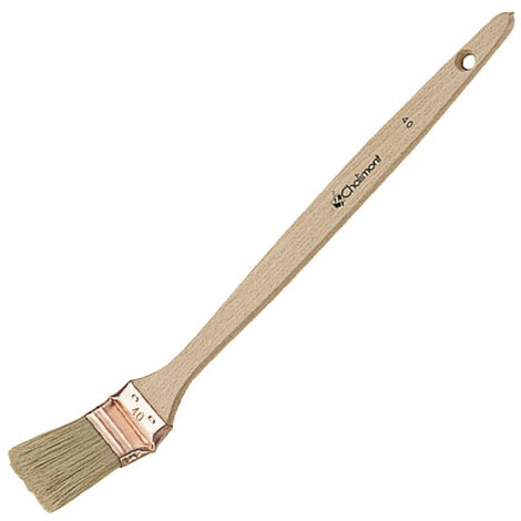 L'Outil Parfait – Brosse plate coudée 40mm – Mélange soies et synthétique – Virole acier cuivré – Manche bois PEFC naturel poncé