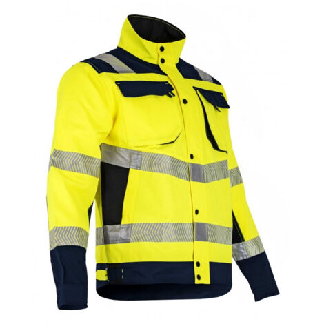 LMA – Blouson haute visibilité bicolore jaune fluo et bleu – Bandes rétroréfléchissantes – Oxford 900D – Normes EN ISO 20471 classe 2