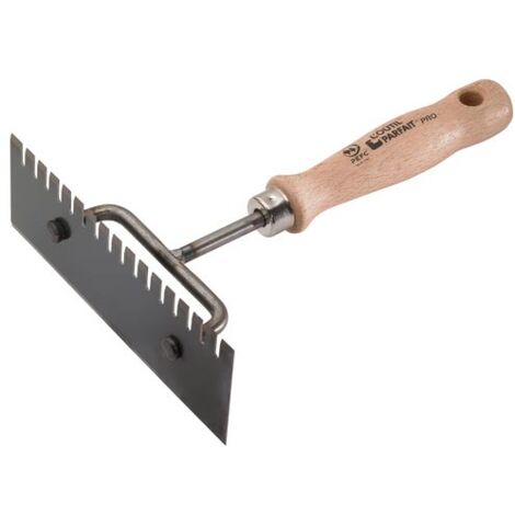 L'Outil Parfait – Truelle Berthelet – Lame en acier trempé – Côté denté pour plâtrage – Manche en bois hêtre PEFC – Finitions lisses