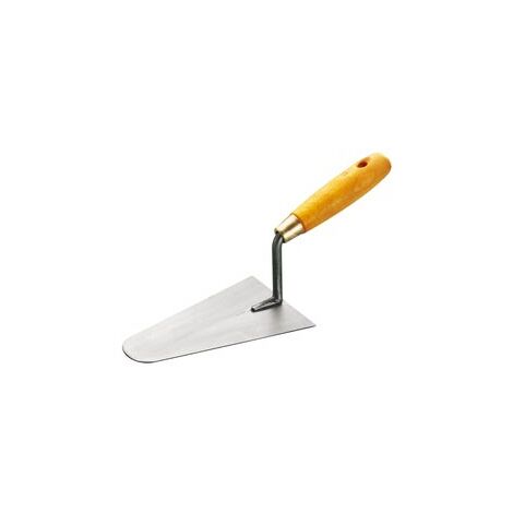 L'Outil Parfait – Truelle italienne ronde éco 20 cm – Lame en acier pour maçonnerie – Manche en bois jaune collé – Prise en main confortable