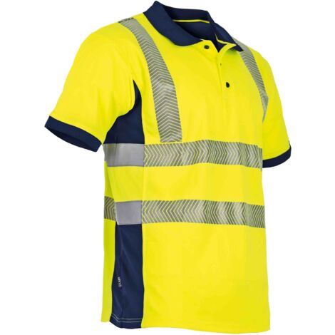 Polo Haute Visibilité Bicolore Jaune / Marine - LMA - Vision  M (1/3)