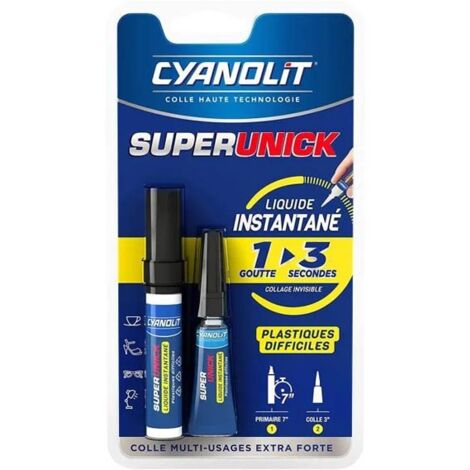 Colle Instantanée Super Unick Plastique 3gr + 4ml Cyanolit (1/4)