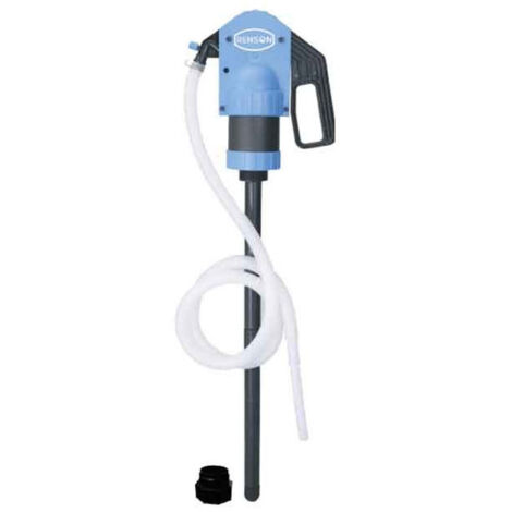 Pompe à levier polyéthylène pour fût – Débit 500 ml par coup – Compatible huiles épaisses et détergents – Tube télescopique 980 mm