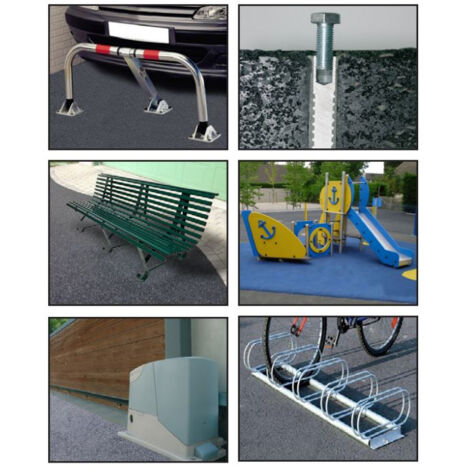 Ing Fixations – Kit de 8 fixations asphalte M10 12x100 – Résine de scellement chimique incluse – Fixation durable pour mobilier urbain (1/5)