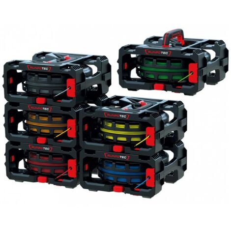 Runpotec – Dérouleur de câbles et fils – Lot de 6 – Design modulaire empilable – Changement rapide des rouleaux – Pour installations électriques