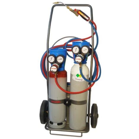 Castolin – Chalumeau Castoflam SIO – Kit de soudage et découpe à flamme – Bouteille oxygène 1 m³ et acétylène 0,8 m³ – Prêt à l'emploi avec raccords de sécurité