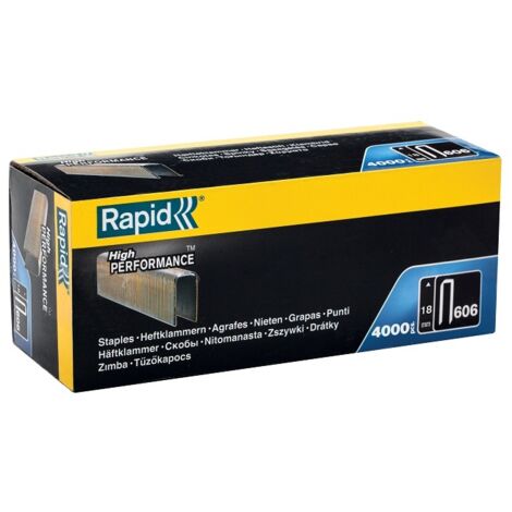 RAPID - Agrafes à couronnes étroites n°606/18mm - Boîte carton 4000 - Fixation de panneaux de bois épais - (11897602)