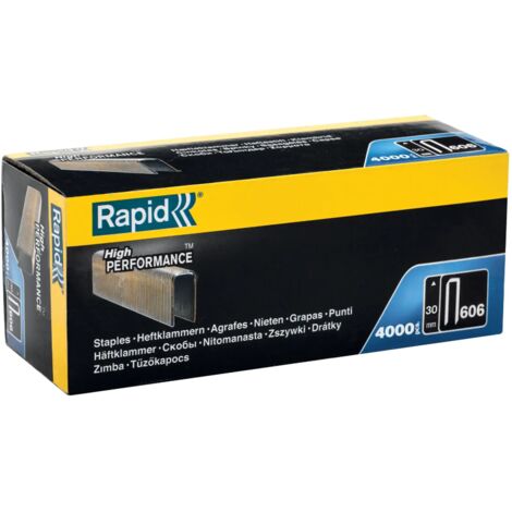 RAPID - Agrafes à couronnes étroites n°606/30mm - Boîte carton 4000 - Fixation de panneaux de bois épais - (466301040)
