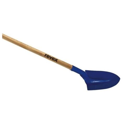 Revex – Pelle ronde col de cygne 27 cm en acier trempé – Résistante à l'usure – Manche en frêne pour confort d'utilisation – Terrassement et voirie