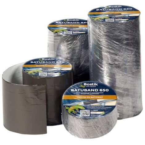 Bostik – Bande d'étanchéité BATUBAND 650 – 10 m x 22.5 cm – Résistante aux UV et à la pluie – Application facile à basse température