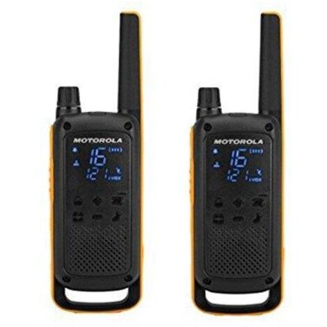 Talkie-walkie PMR 16 canaux – Résistant aux éclaboussures IPX4 – Portée jusqu'à 10 km – Écran LCD éclairé – 2 unités avec accessoires – Motorola