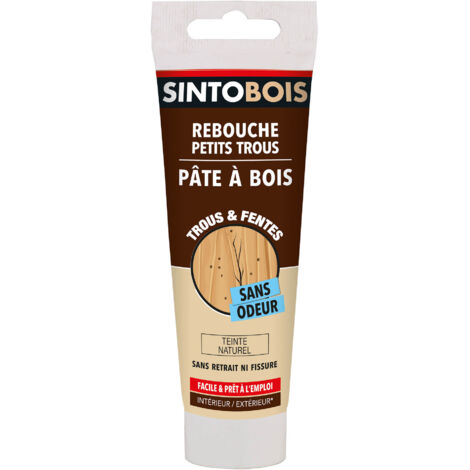 Sinto – Pâte à bois rebouche imperfections 80g – Sèche en 2h – Pour bois dur et extérieur – Application facile et ponçage rapide