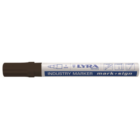 Marqueur peinture noir 2-4 mm – Encre résistante et séchage rapide – Pour métal, plastique, verre et bois – Applications industrielles – Lyra (1/4)