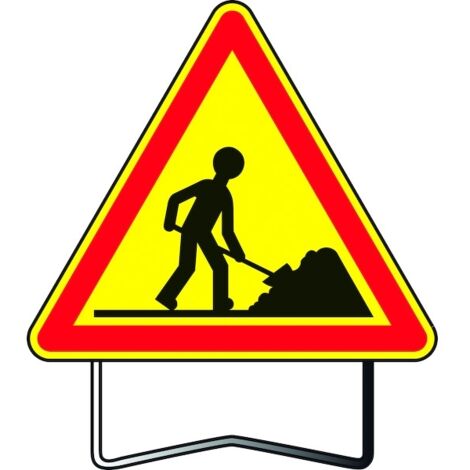 Taliaplast – Panneau de signalisation triangulaire 700 mm – Attention travaux – Sac de lestage inclus – Conforme normes NF