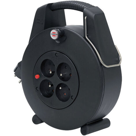 Brennenstuhl – Enrouleur électrique 20m à 4 prises H05VV-F 3G1,0 – Câble noir pour usage professionnel – Indice de protection IP44