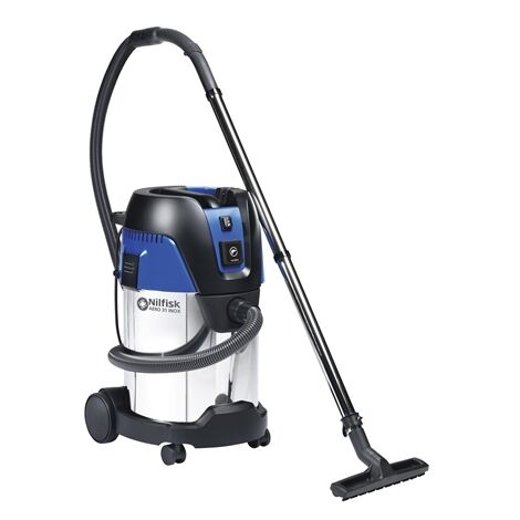 Nilfisk – Aspirateur professionnel eau et poussières 30L – Acier inoxydable – Système Push&Clean – Pour chantiers humides et outils électriques - AERO 31-21 (1/7)