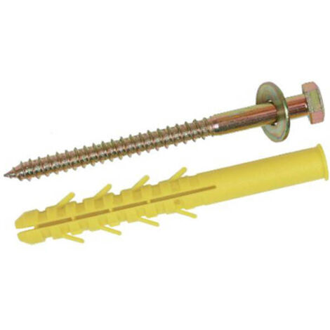 20 Chevilles menuiserie longues D.16 x L.240 mm avec tire-fond D.12 mm zingué tête hexa. et rondelle (1/6)