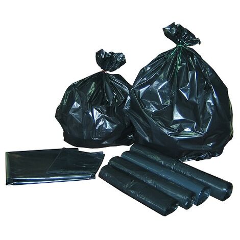 Sacs poubelle 100L ou 130 L noir - rouleau de 25 sacs