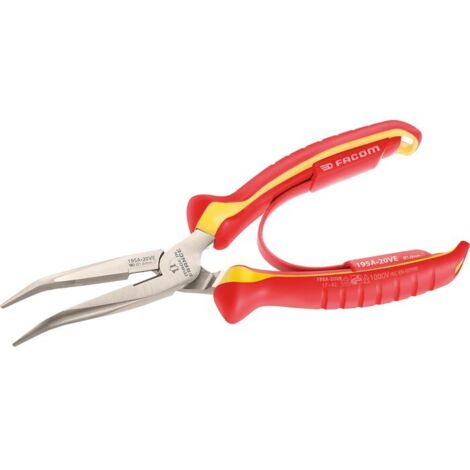 Facom – Pince coupante à becs coudés 200mm – Becs fins striés pour accès dans espaces restreints – Coupe fil cuivre et acier dur