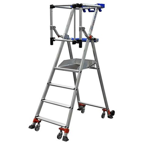 Tubesca Comabi – Plateforme échafaudage WHEELYS 4 – Hauteur de travail 2.95 m – Charge maximale 150 kg – Garde-corps articulé et roulettes pivotantes