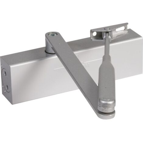 Groom – Ferme porte complet 2/4 argent – Bras pour ferme-porte – Frein à l'ouverture – Vitesse de fermeture réglable – Homologation porte coupe-feu