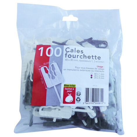 Cales Fourchettes Panachées PVC 40x30mm sachet de 100 ACBAT