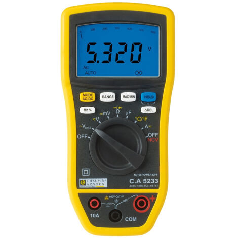 Chauvin Arnoux – Multimètre numérique P01196733 – CAT IV 600V, IP54, écran rétroéclairé, mesure jusqu'à 10A AC/DC – Pour électriciens professionnels