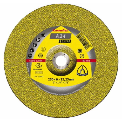 Meule à ébarber KRONENFLEX A 24 Extra 230 x 6 x 22,23mm - KLINGSPOR - 13447 (1/5)