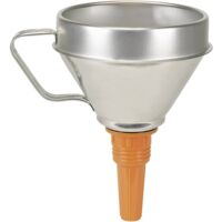 Pressol – Entonnoir fer blanc 1,3L Ø160mm – Protection éclaboussures – Poignée ergonomique – Filtre interchangeable en laiton