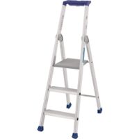 Tubesca Comabi – Marchepied aluminium Maxibat 3 marches – Hauteur de travail 1m44 – Norme EN 131 – Sabots enveloppants – Marches antidérapantes – 2375103