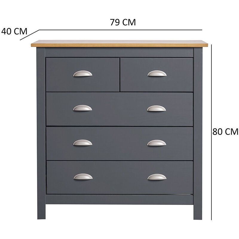 Cassettiera legno chiaro e argento 79 x 39 cm CLIO 