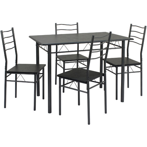 Tavolo in metallo moderno e quattro sedie mobili da cucina color Ristorante Bistro tavolo e quattro sedie,Black 