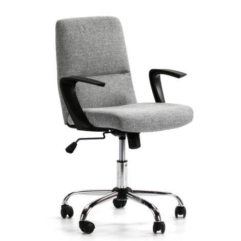 Sedia da Ufficio sollevabile e reclinabile TEO Rivestita in Tessuto, Colore Grigio Chiaro, Metallo Cromato (1/5)