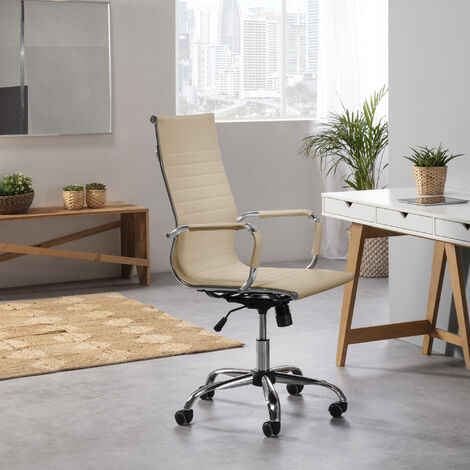 Sedia Da Ufficio VS Croma Reclinabile – Ecopelle Taupe, Con Poggiatesta, Braccioli Imbottiti, Regolabile In Altezza, Portata 150 Kg - 2