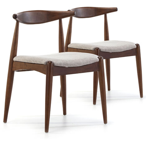 Pack 2 sedie Corzo Colore Noce, Legno Massello, 52,5 x 50 x 74,5 cm