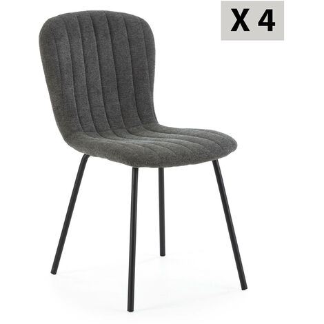Pack 4 sedie Lucky rivestite in tessuto grigio scuro (1/5)