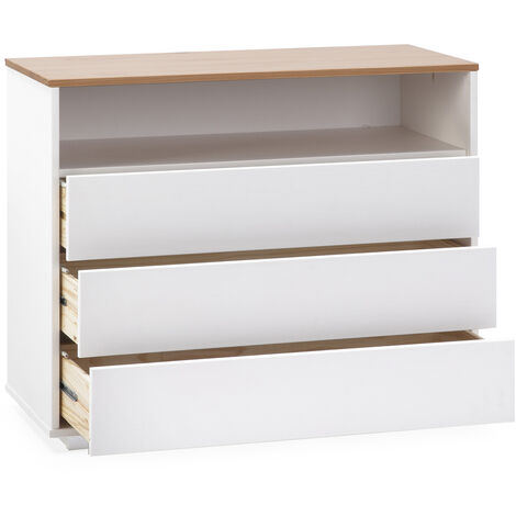 Walker Edison Cassettiera Moderna 6 Cassetti In Legno Di Pino Massello, 145 Cm, Per Camera Da Letto, Colore Bianco, Legno Da Foreste Rinnovabili - 4
