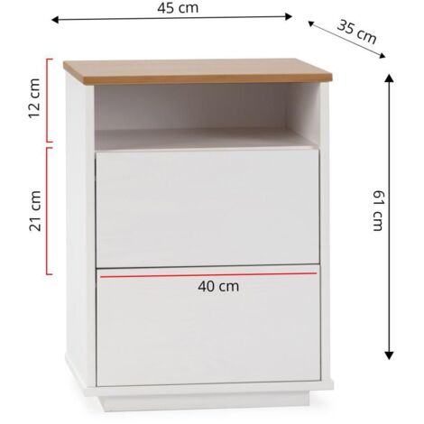Comodino Bianco In Legno Massello Di Pino Con 3 Cassetti - Piccolo E Stretto Per Camera Da Letto, Salvaspazio, Facile Da Montare