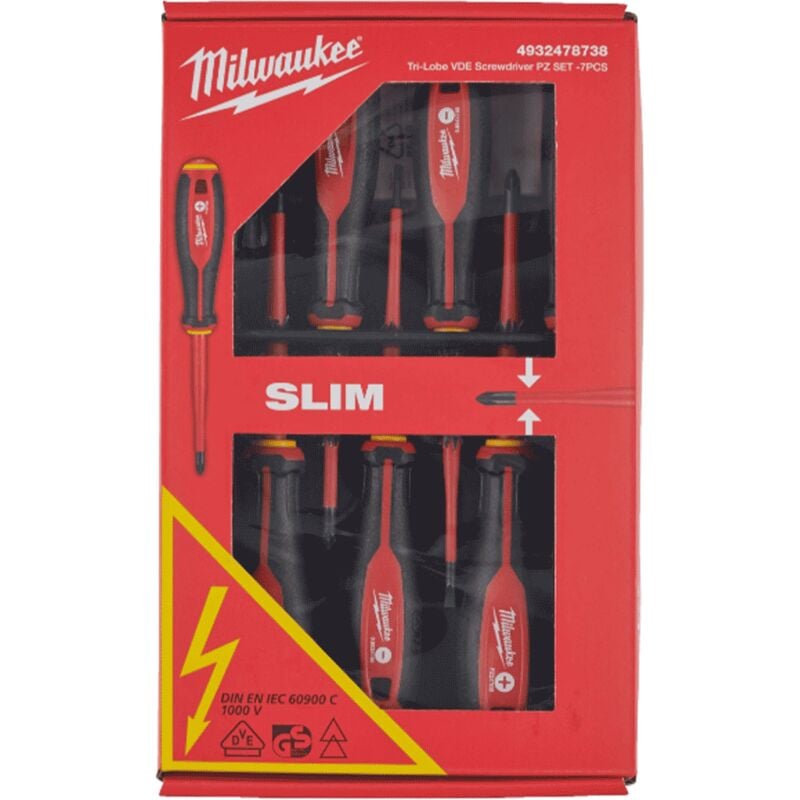 Milwaukee 4932478738 TriLobe VDE Screwdriver PZ Set 7 Pieces