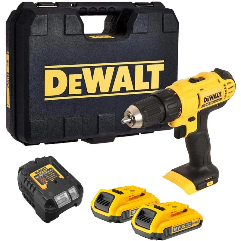 DeWalt DCD771D2 18V XR Cordless Compact Drill Driver - 2x 2Ah Batteries, Charger &amp Carry Case