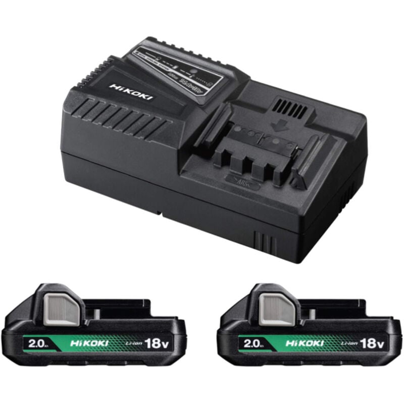Hikoki UC18YFSLJFZ 18V Starter pack - 2x BSL1820M 2.0Ah batteries & UC18YFSL charger