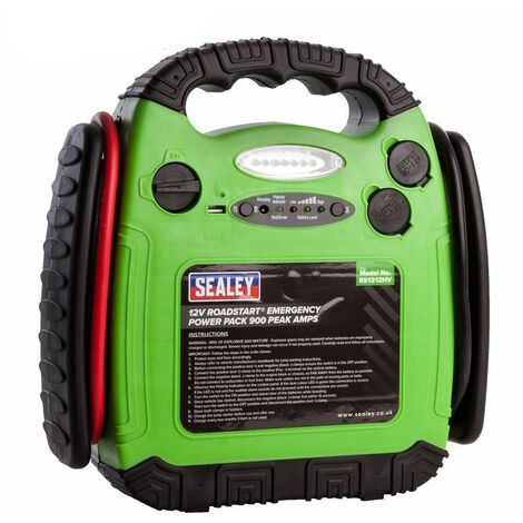 Sealey RS1312HV RoadStart Emergency Power Pack 12V 900 Peak Amps Hi-Vis Green