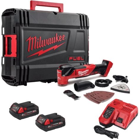 Milwaukee M18FMT 202X 18V FUEL Oscillating Multi Tool Kit 2 x M18B2 Batteries M12 18FC Fast Charger amp Dynacase